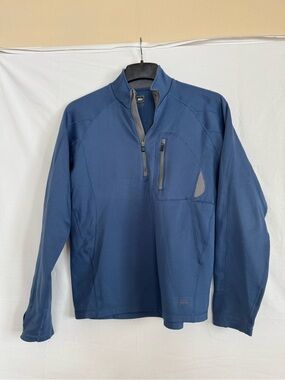 REI women’s Navy Blue Half-Zip Performance Pullover with Gray Accents